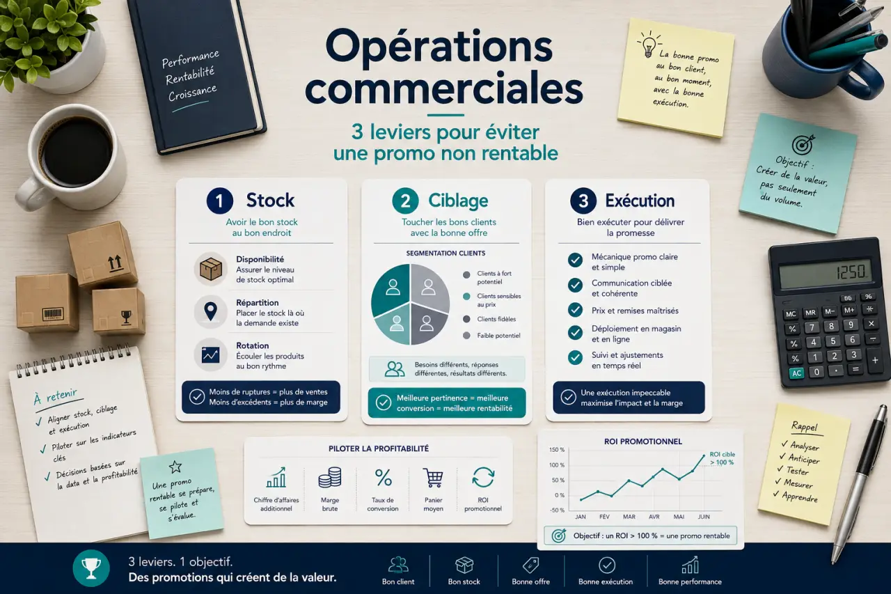 Opérations commerciales : stock, ciblage et exécution, les 3 leviers qui évitent une promo non rentable
