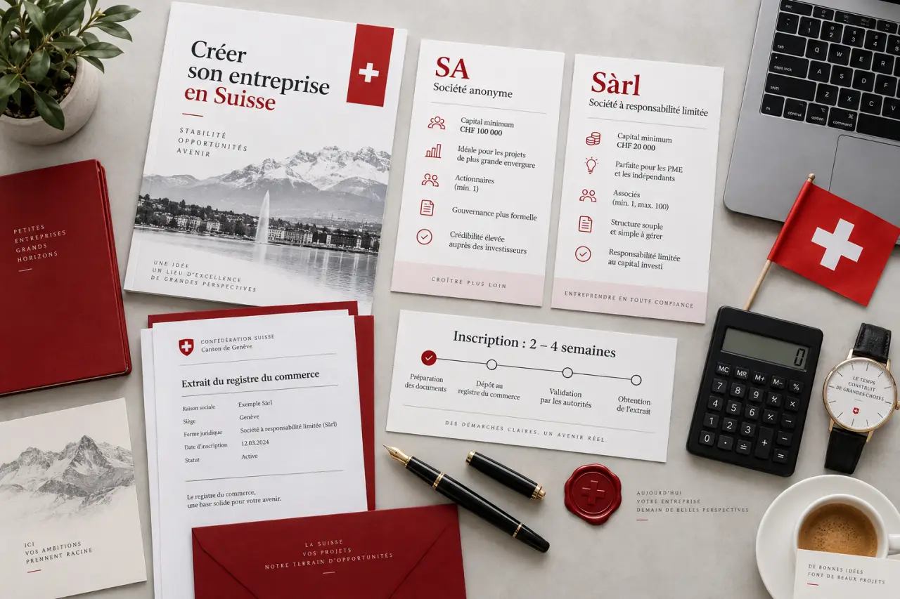 Création de société en Suisse : SA ou Sàrl, et combien de temps pour être inscrit ?